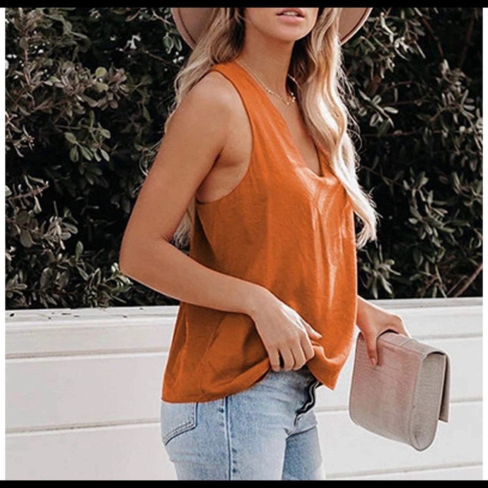 V Neck Cross Back Loose Sleeveless Cami